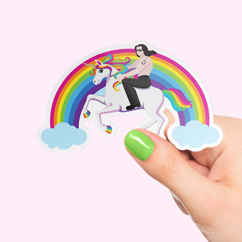 Glenn Danzig Unicorn Sticker, The Misfits Rainbow Hydroflask Sticker, Gifts for Punk Music, Horror Punk Laptop Decal